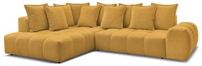 Divano angolare color senape allungabile e con contenitore (penisola a sinistra/a L) con rivestimento in ciniglia Everest – Bobochic Paris