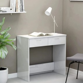 Scrivania Bianco Lucido 80x40x75 Cm İn Legno Multistrato /