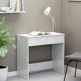 Scrivania Bianco Lucido 80x40x75 Cm İn Legno Multistrato /