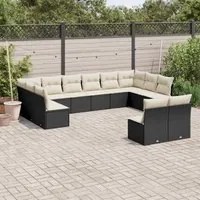 Set Divani da Giardino 12 pz con Cuscini Nero in Polyrattancod mxl 111545