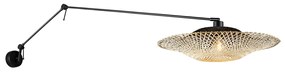 Applique da parete nera con paralume in rattan 50 cm regolabile - Blitz