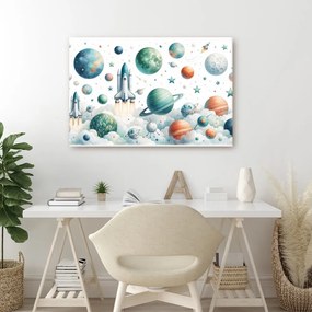 Quadro su tela – Razzo tra i pianeti