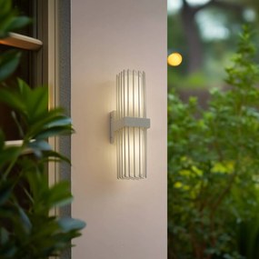 Lucande Applique da esterno Chandan, 42 cm, bianco, metallo, IP54