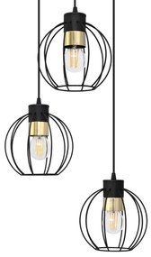 Lampadario a sospensione con filo STARLIGHT 3xE27/15W/230V nero/oro
