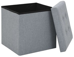 Pouf pieghevole con contenitore grigio chiaro in simil lino