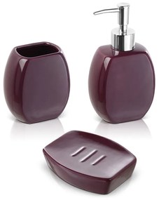 Set 3 accessori bagno da appoggio in ceramica viola