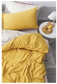 Lenzuolo matrimoniale in cotone giallo e panna / lenzuolo matrimoniale esteso 200x220 cm - Mila Home