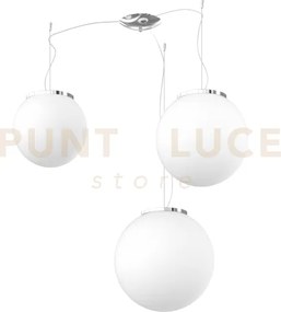 Mars sospensione montatura cromo vetro bianco d.25+30+35 cm 3 luci ...
