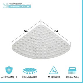 Tappeto antiscivolo angolare in PVC bianco 54x54 cm