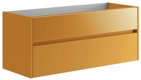 Mobile da bagno sospeso sotto lavabo L 119.5 x H 50 x P 45.5 cm senape opaco, 2 cassetti Niwa