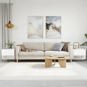 Tavolini Salotto 2pz Bianco Lucido 50x46x50cm Legno Multistrato /
