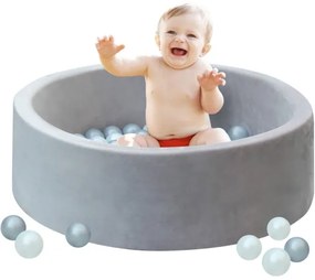 2Kids Toys - Piscina asciutta per bambini con palline, Ø 90 cm, grigio