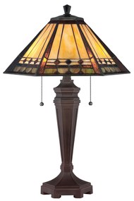 Lampada Da Scrivania Tiffany Arden Metallo Patina Di Bronzo 2 Luci E27