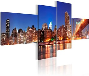 Quadro Panorama notturno  New York  Colore Marrone, Dimensioni e Misure 200x90