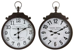 Orologio da Parete DKD Home Decor Tradizionale Bianco Nero Ferro (2 pezzi) (50 x 6 x 71 cm)
