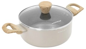 Casseruola 20 cm taupe scritta Cooking Therapy con coperchio
