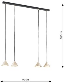 Sospensione Minimal Skadi 4 Luci In Acciaio Oro