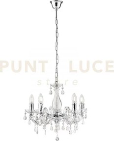 Lampadario houston trasparente 5 luci attacco e14 44x120cm