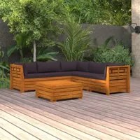 Set Divani da Giardino 6 pz con Cuscini in Massello di Acacia cod mxl 39333