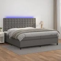 Giroletto Molle con Materasso e LED Grigio 200x200cm Similpelle cod mxl 57650