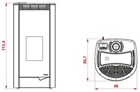 Palazzetti Marianne 9 Stufa ermetica A Pellet Ecofire ad Aria con uscita fumi superiore in acciaio perla