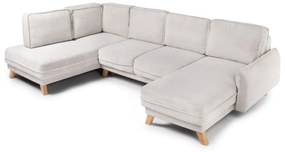 Divano angolare beige allungabile (con penisola a sinistra/a forma di "U") con rivestimento in velluto a coste Tori – Bonami Selection