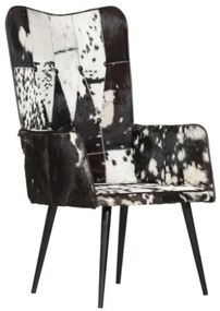 Sedia a Schienale Alto Pelosa in Vera Pelle Nera e Bianca