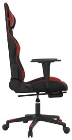 Sedia gaming massaggio poggiapiedi nero e rosso vino similpelle