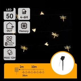 Aigostar - Catena decorativa solare a LED 50xLED/8 funzioni 10m 800 mAh IP65 bianco caldo