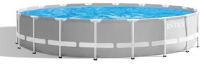 Intex 26732NP – Piscina Fuori Terra Prisma Frame Rotonda, Pompa Filtro 5678 L/h, Scaletta, Telo Base e Copertura, 24311 L, Acciaio e PVC, Grigio,