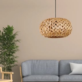 Lampadario a sospensione con filo HOSHI 1xE27/20W/230V diametro 38 cm canapa
