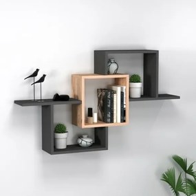 Mensola Sospesa 3 Vani A Cubo Design Moderno 120x22x80 Elena Rovere Antracite