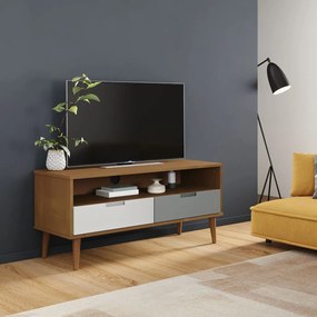 Mobile tv molde marrone 106x40x49 cm in legno massello di pino