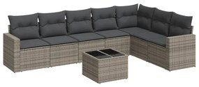 Set divano da giardino 8 pz con cuscini grigio in polyrattan