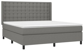 Letto a molle materasso e led grigio scuro 160x200cm in tessuto