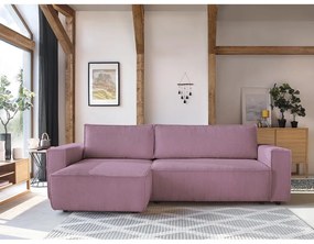 Divano letto a coste rosa ad angolo variabile Nihad - Bobochic Paris