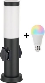 Brilagi - LED RGBW lampada da esterno con 2 prese 1xE27/15W/230V 40 cm IP44 nera