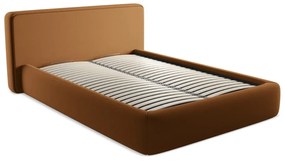 Letto matrimoniale imbottito in terracotta con contenitore con griglia 140x200 cm Kiana - Makamii