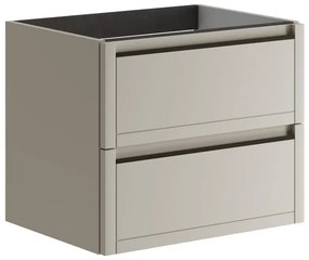 Mobile da bagno sospeso sotto lavabo L 59.5 x H 50 x P 45.5 cm beige opaco, 2 cassetti Tratto