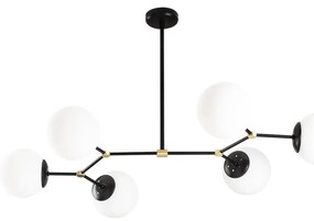 Lampadario bianco e nero con paralume in vetro Damar – Opviq lights