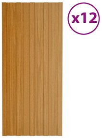 Pannelli Da Tetto 12 Pz İn Acciaio Zincato Naturale 100x45 Cm /