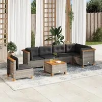 Set Divani da Giardino 7 pz con Cuscini Grigio in Polyrattan 3261876