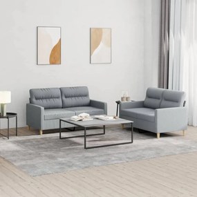 Set Di Divani 2 Pz Con Cuscini Grigio Chiaro İn Tessuto /