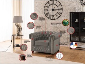 Poltrona chesterfield grigia con rivestimento in velluto York Blik – Ropez