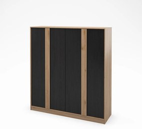 Armadio effetto rovere con decoro nero-naturale 180x197,5x53 cm Dennis - Marckeric