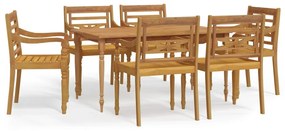 Set da pranzo da giardino 7 pz in legno massello di teak