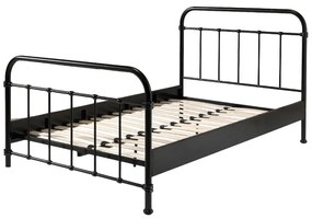 Letto per bambini in metallo nero, 120 x 200 cm New York - Vipack