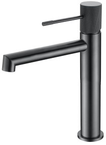 Rubinetto miscelatore lavabo monocomando senza scarico in ottone canna di fucile nero Melin