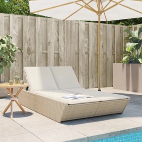 Lettino Prendisole Con Cuscini Beige İn Polyrattan /