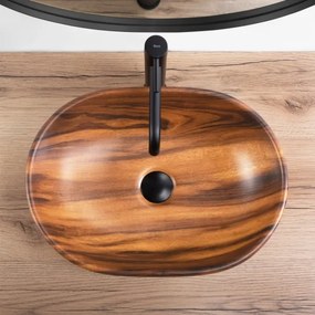 REA-U5060 - Lavabo da appoggio AMELIA 34,5x48 cm ceramica/effetto legno